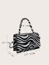 Mini Zebra Striped Top Handle Satchel Bag