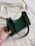 Croc Embossed Baguette Bag