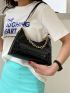 Chain Decor Croc Embossed Shoulder Bag