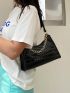 Chain Decor Croc Embossed Shoulder Bag