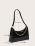 Chain Decor Croc Embossed Shoulder Bag