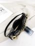 Mini Crocodile Embossed Chain Baguette Bag