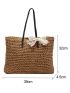 Bow Decor Straw Tote Bag