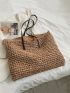 Bow Decor Straw Tote Bag