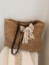 Bow Decor Straw Tote Bag