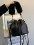 Drawstring Design Crocodile Embossed Bucket Bag