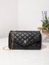 Quilted Embossed Flap Chain Bag