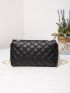 Quilted Embossed Flap Chain Bag