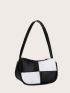 Two Tone Zipper Baguette Bag