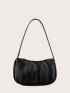 Two Tone Zipper Baguette Bag