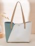 Two Tone Letter Graphic Shoulder Tote Bag