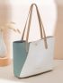 Two Tone Letter Graphic Shoulder Tote Bag