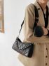 Solid Quilted Chain Decor Crossbody Bag With Purse