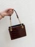 Mini Croc Embossed Satchel Bag