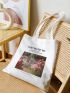 Letter Graphic Canvas Shopper Bag