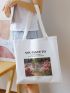 Letter Graphic Canvas Shopper Bag