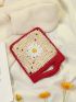 Colorblock Floral Appliques Square Bag