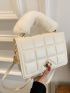 Metal Decor Fluffy Strap Square Bag