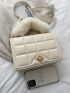 Metal Decor Fluffy Strap Square Bag