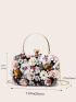 Mini Flower & Bead Decor Top Handle Chain Box Bag