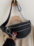 Chain Decor Zip Front Fanny Pack