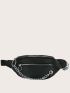 Chain Decor Zip Front Fanny Pack