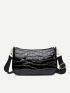 Crocodile Embossed Square Bag With Coin Purse