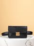 Mini Croc Embossed Flap Belt Bag