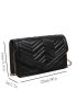 Chevron Quilted Chain Flap Square Bag