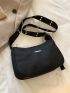 Minimalist Eyelet Buckle Decor Baguette Bag