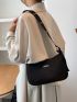 Minimalist Eyelet Buckle Decor Baguette Bag