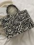 Zebra Striped Pattern Top Handle Bag