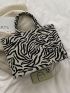 Zebra Striped Pattern Top Handle Bag