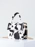 Mini Cow Pattern Flap Satchel Bag