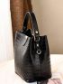 Mini Crocodile Embossed Top Handle Bucket Bag Croc Embossed Bucket Bag, Artificial Leather Shoulder Bag Women's Trendy Crossbody Bag, Mothers Day Gift For Mom
