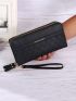 Quilted Embossed Long Wallet With Wristlet