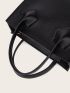 Faux Leather Top Handle Satchel Bag