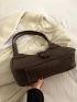 Pebble Embossed Buckle Decor Baguette Bag