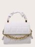 Crocodile Embossed Chain Decor Square Bag