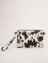 Cow Print Tassel Decor Clutch Bag