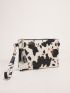 Cow Print Tassel Decor Clutch Bag