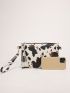 Cow Print Tassel Decor Clutch Bag