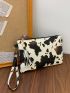 Cow Print Tassel Decor Clutch Bag