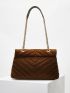 PREMIUM CHEVRON RUCHED SHOULDER BAG