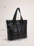 Geo Embossed Shoulder Tote Bag