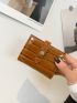 Crocodile Embossed Snap Button Card Holder