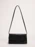 Crocodile Embossed Flap Baguette Bag