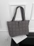 Quilted Pattern Shoulder Tote Bag