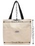 Letter Patch Canvas Shoulder Tote Bag