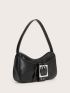 Solid Buckle Decor Shoulder Bag